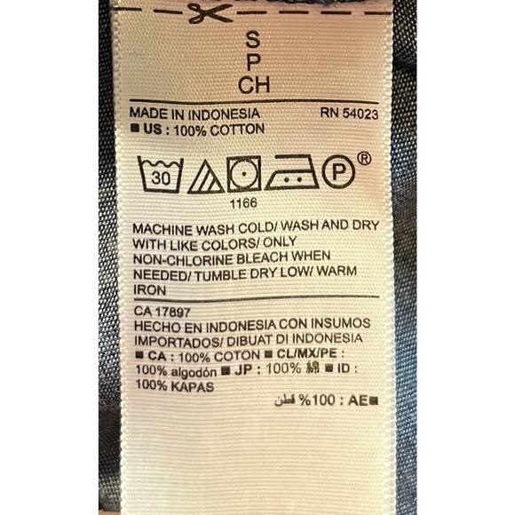 Old Navy Chambray Shift Tunic Dress Pullover 1/2 Button Up Long Sleeve Blue Sz S - Picture 7 of 8